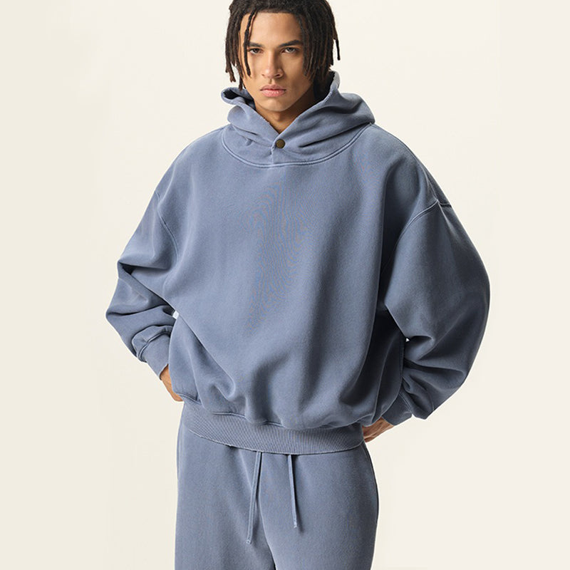 Cropped Acid Wash Fleece Hoodie