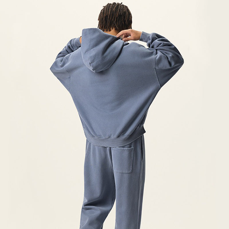 Cropped Acid Wash Fleece Hoodie