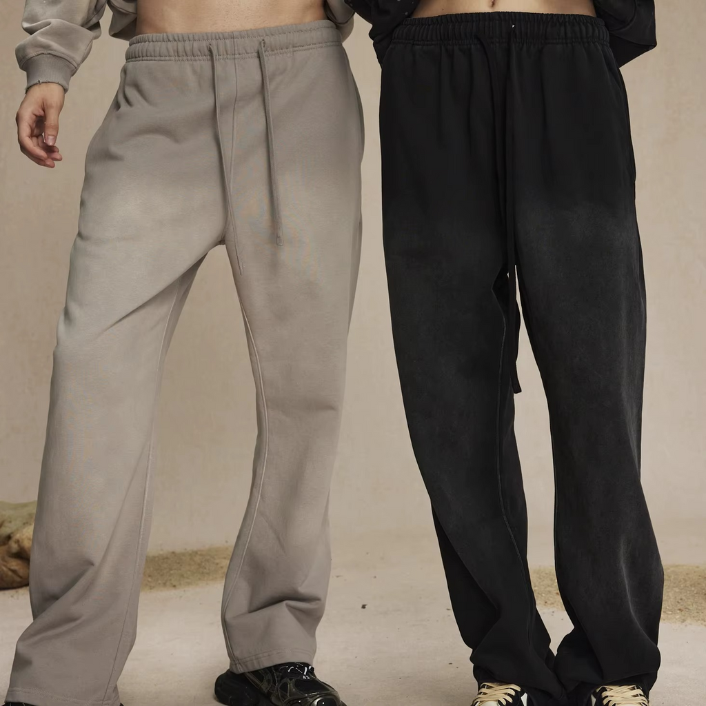 Unisex Acid Wash Wide-Leg Flared Sweatpants