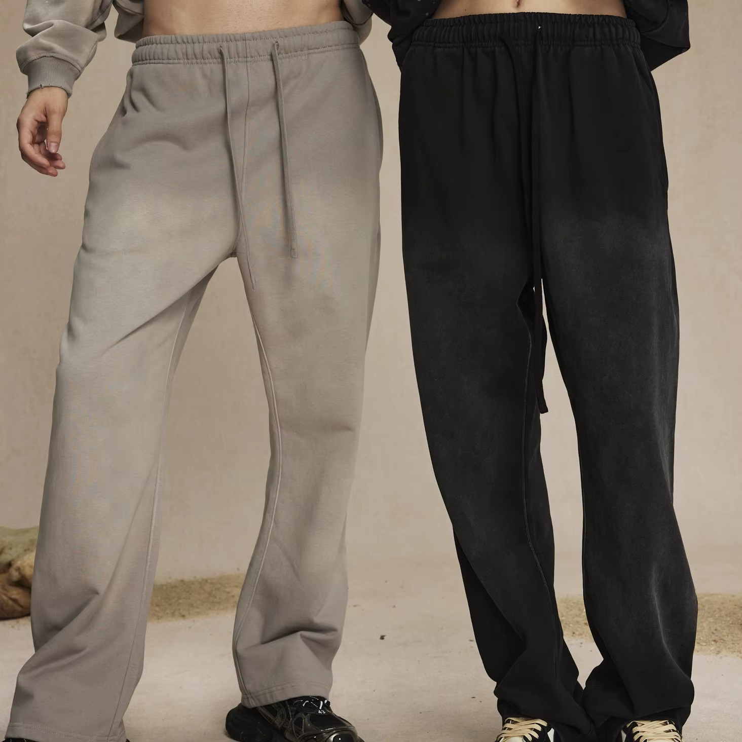 Unisex Acid Wash Wide-Leg Flared Sweatpants