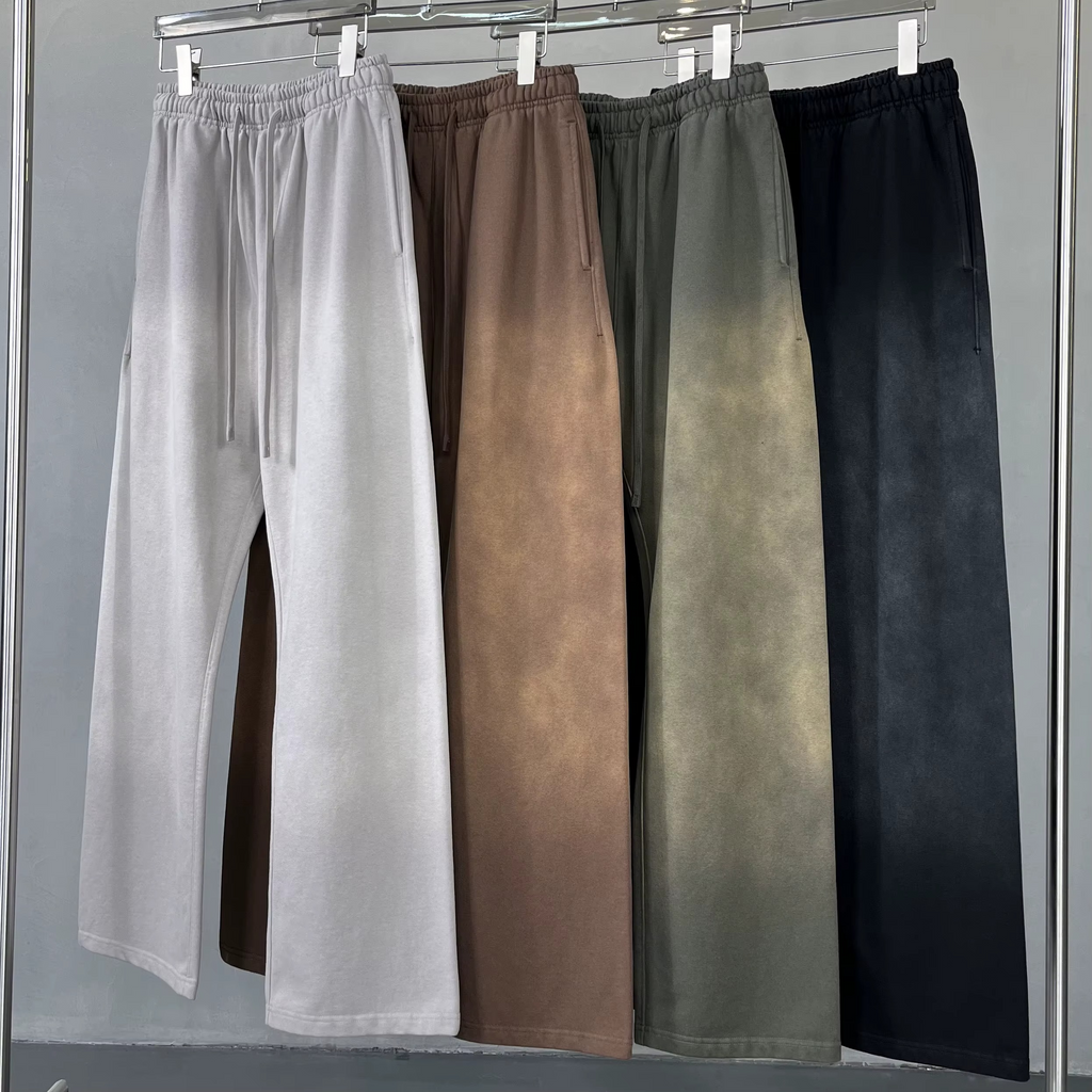 Unisex Acid Wash Wide-Leg Flared Sweatpants