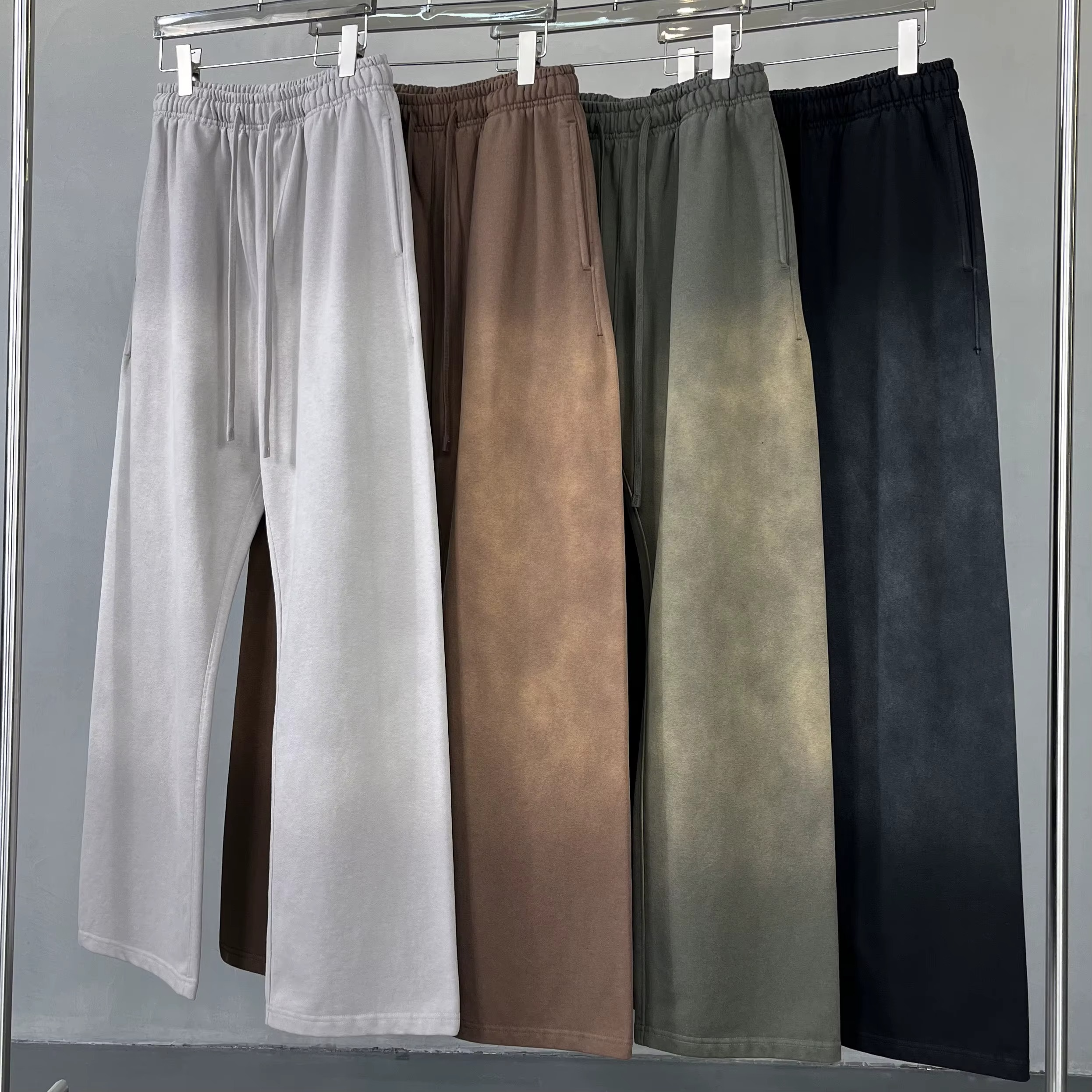 Unisex Acid Wash Wide-Leg Flared Sweatpants