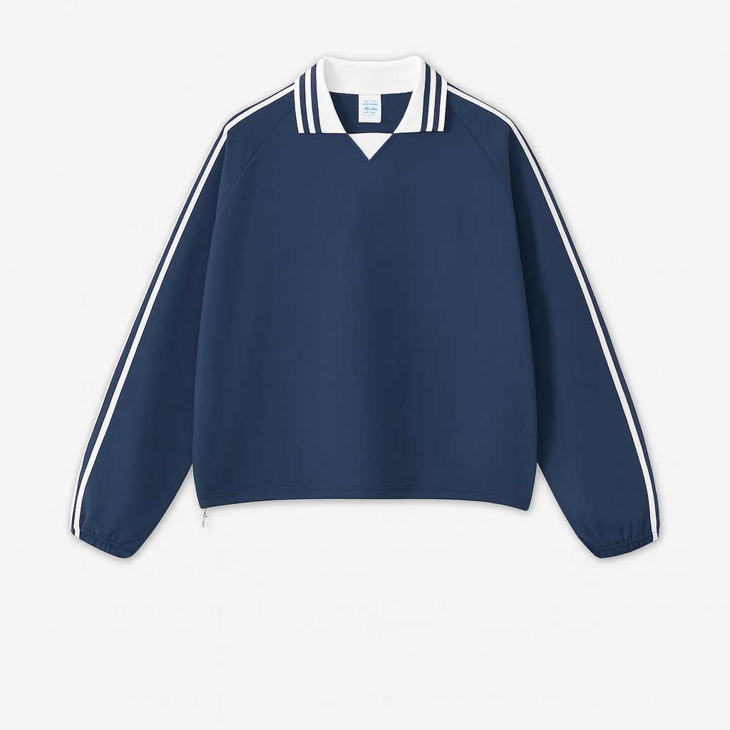 Unisex Vintage College Style Side Stripe Pullover Sweatshirt