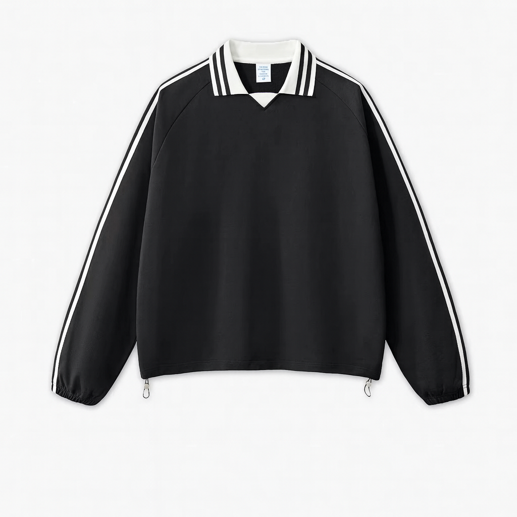 Unisex Vintage College Style Side Stripe Pullover Sweatshirt