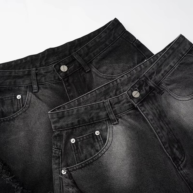 Vintage Washed Spliced Denim Jeans