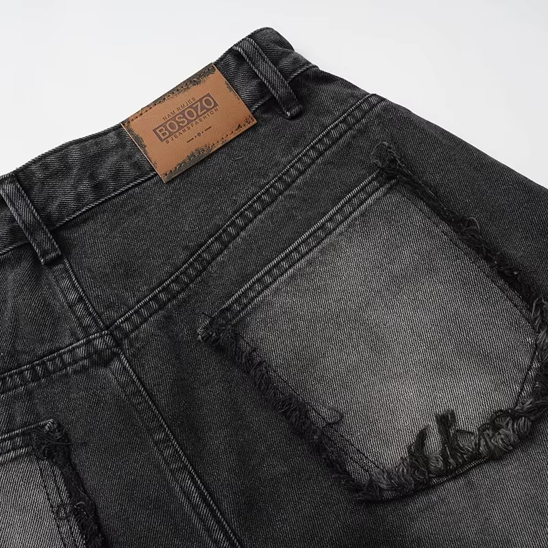 Vintage Washed Spliced Denim Jeans