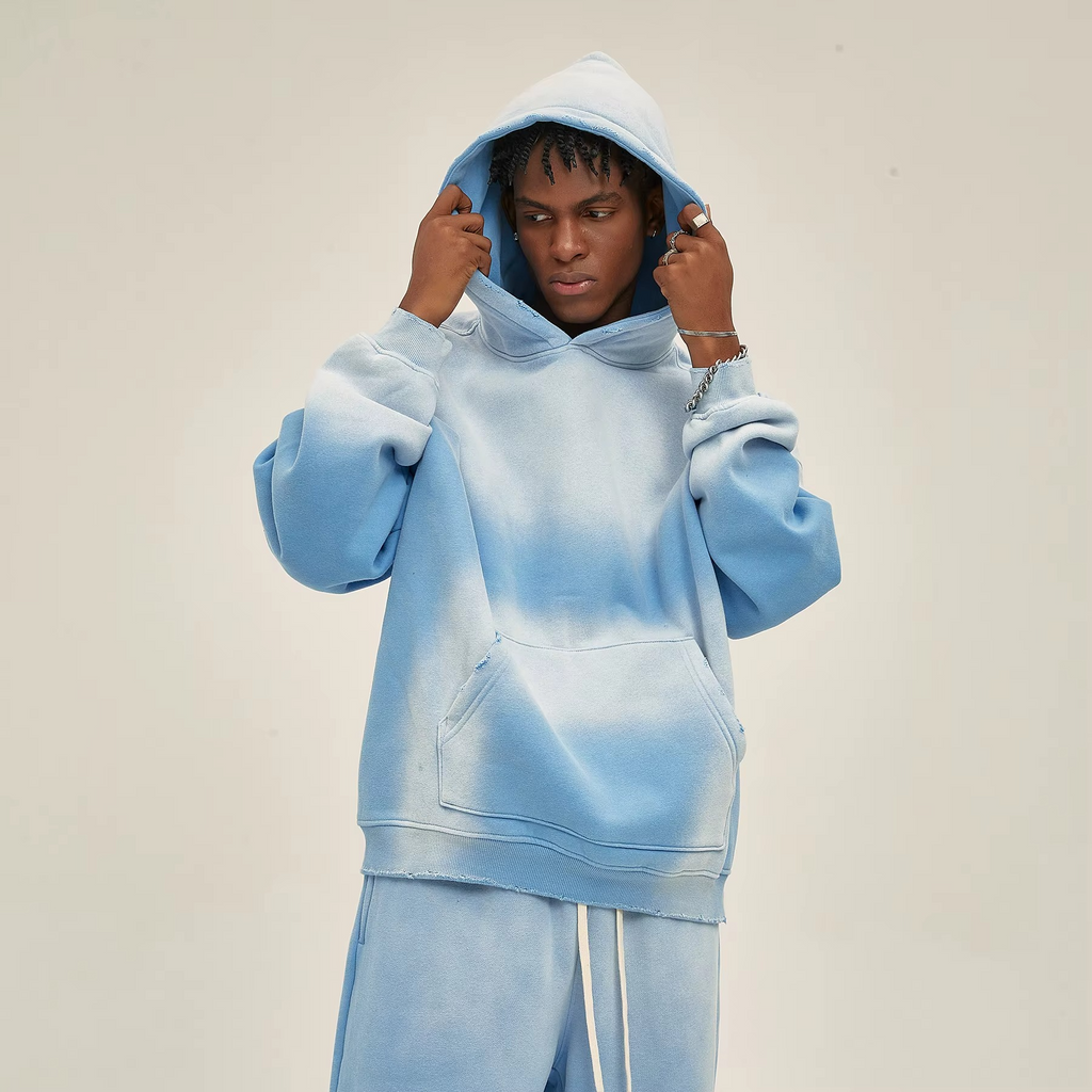 Vintage Embroidery Cropped Raw Hem Hoodie