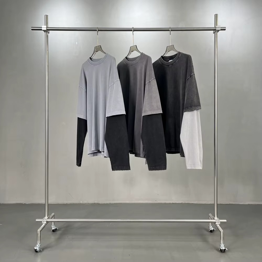 Vintage Long Sleeve T-Shirt Oversized Acid Wash Two Pieces