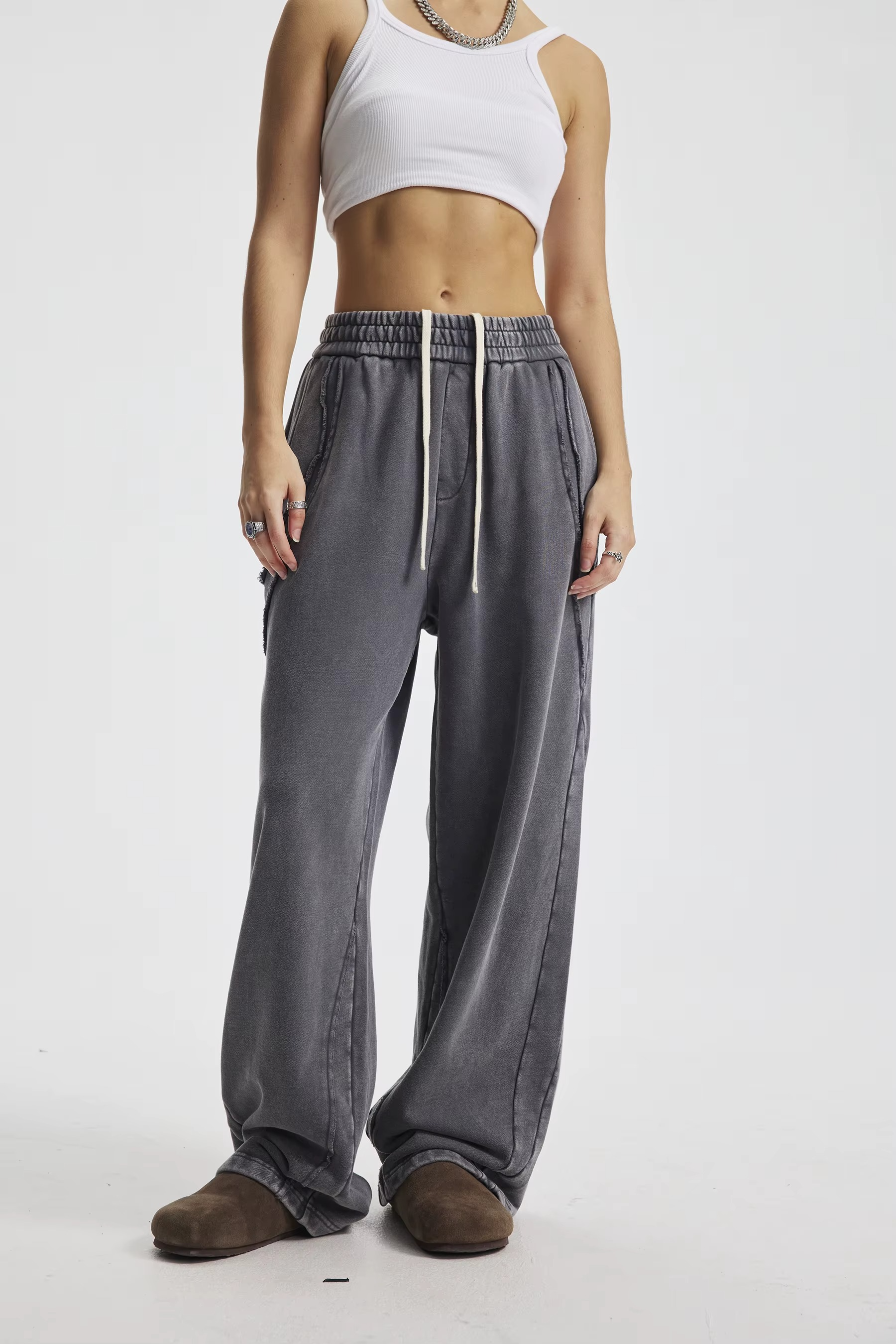 Unisex Baggy Fit Wide Leg Sweatpants –Vintage Streetwear Fleece