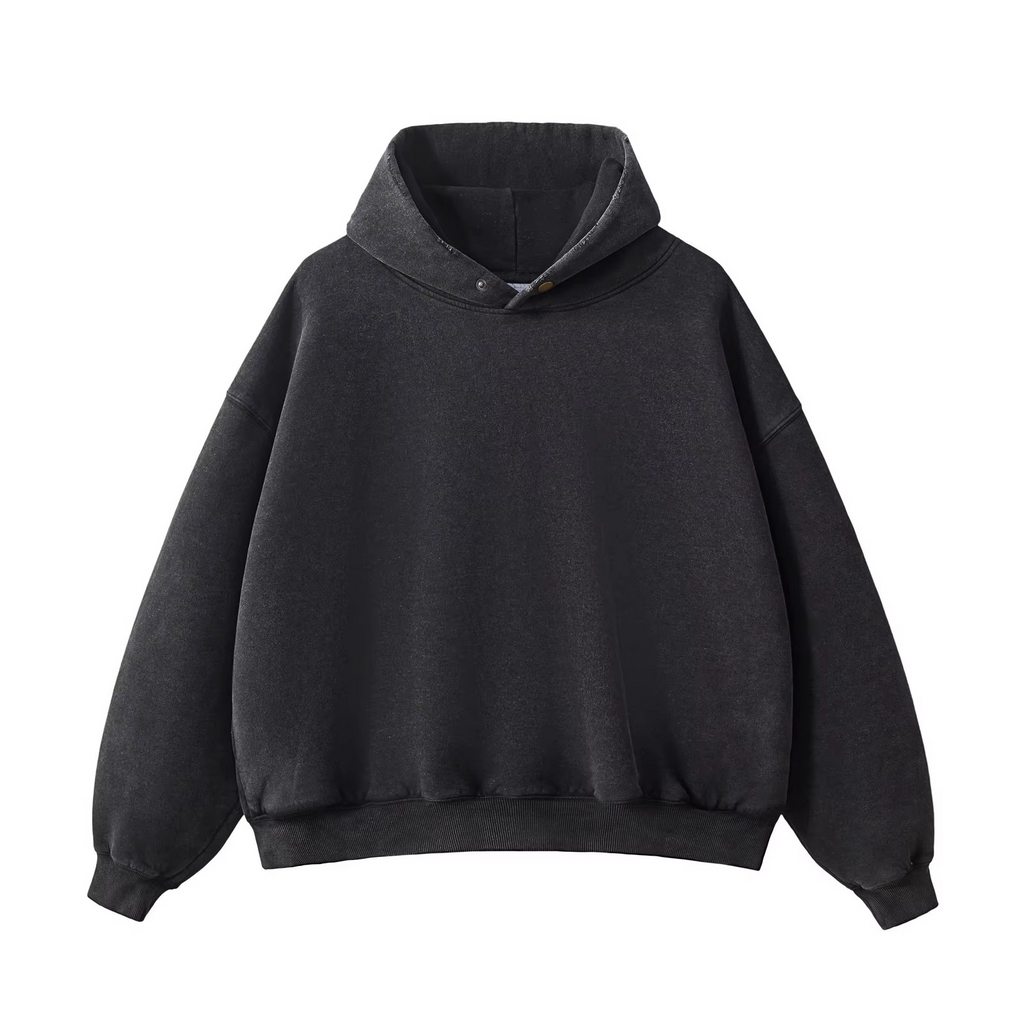 Cropped Acid Wash Fleece Hoodie