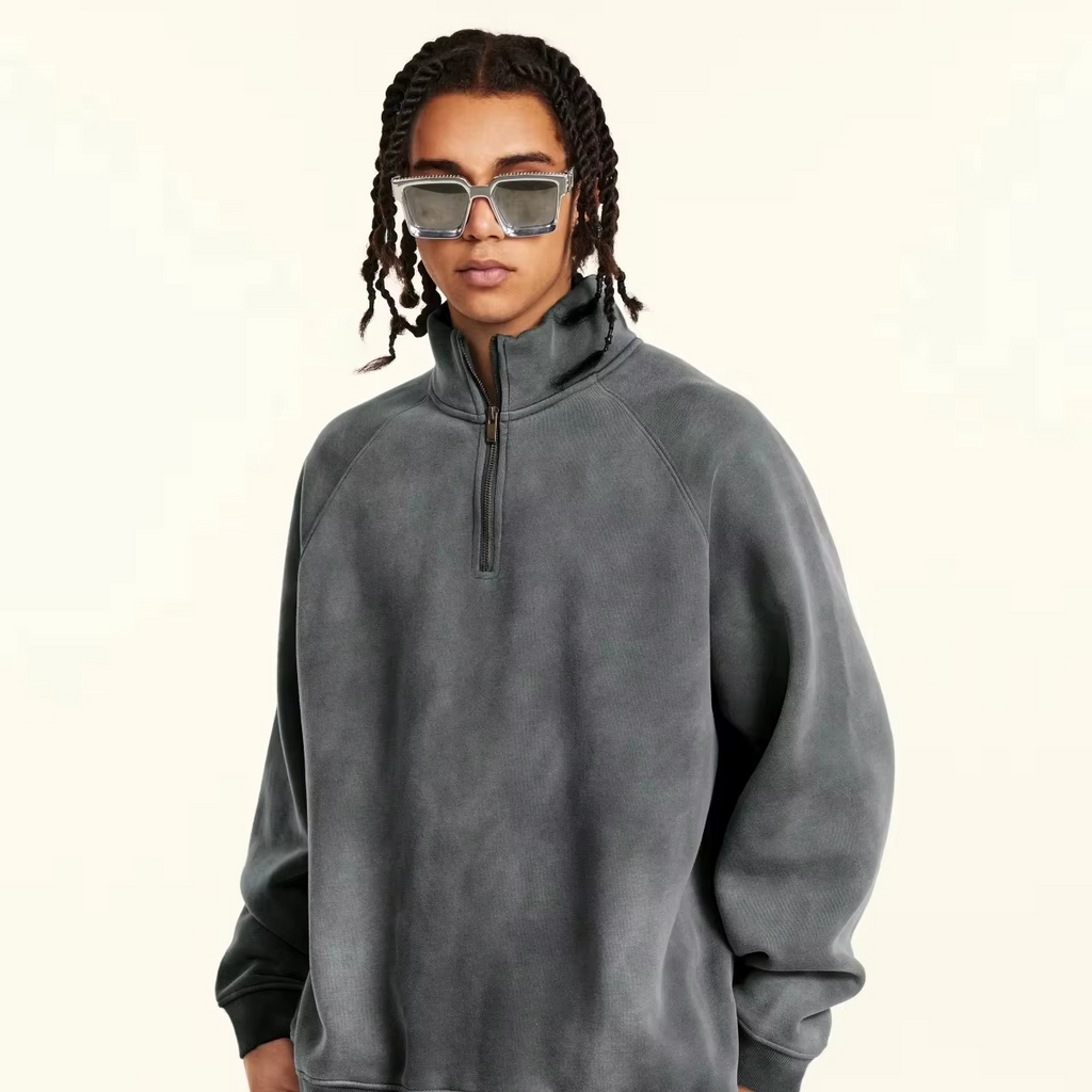 Unisex Vintage Quarter-Zip Fleece Sweatshirt