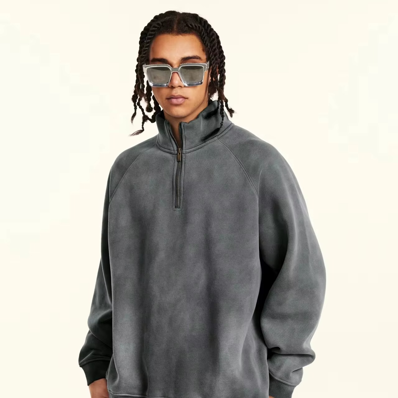 Unisex Vintage Quarter-Zip Fleece Sweatshirt