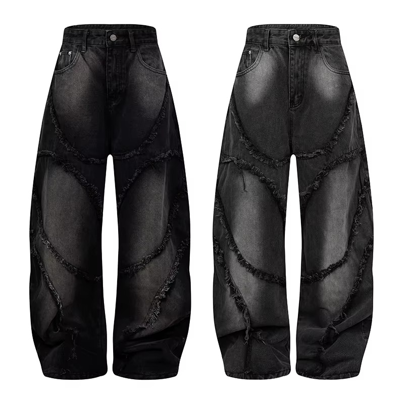 Vintage Washed Spliced Denim Jeans