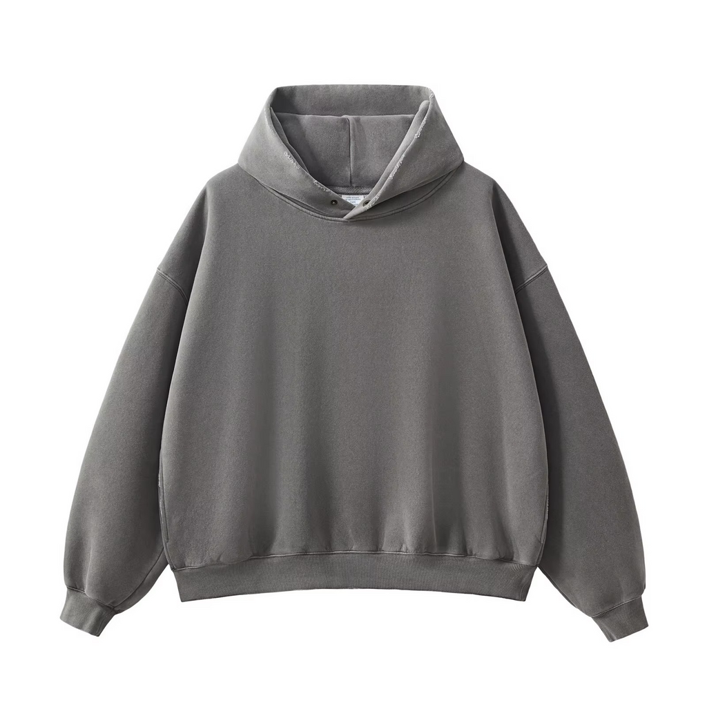 Cropped Acid Wash Fleece Hoodie