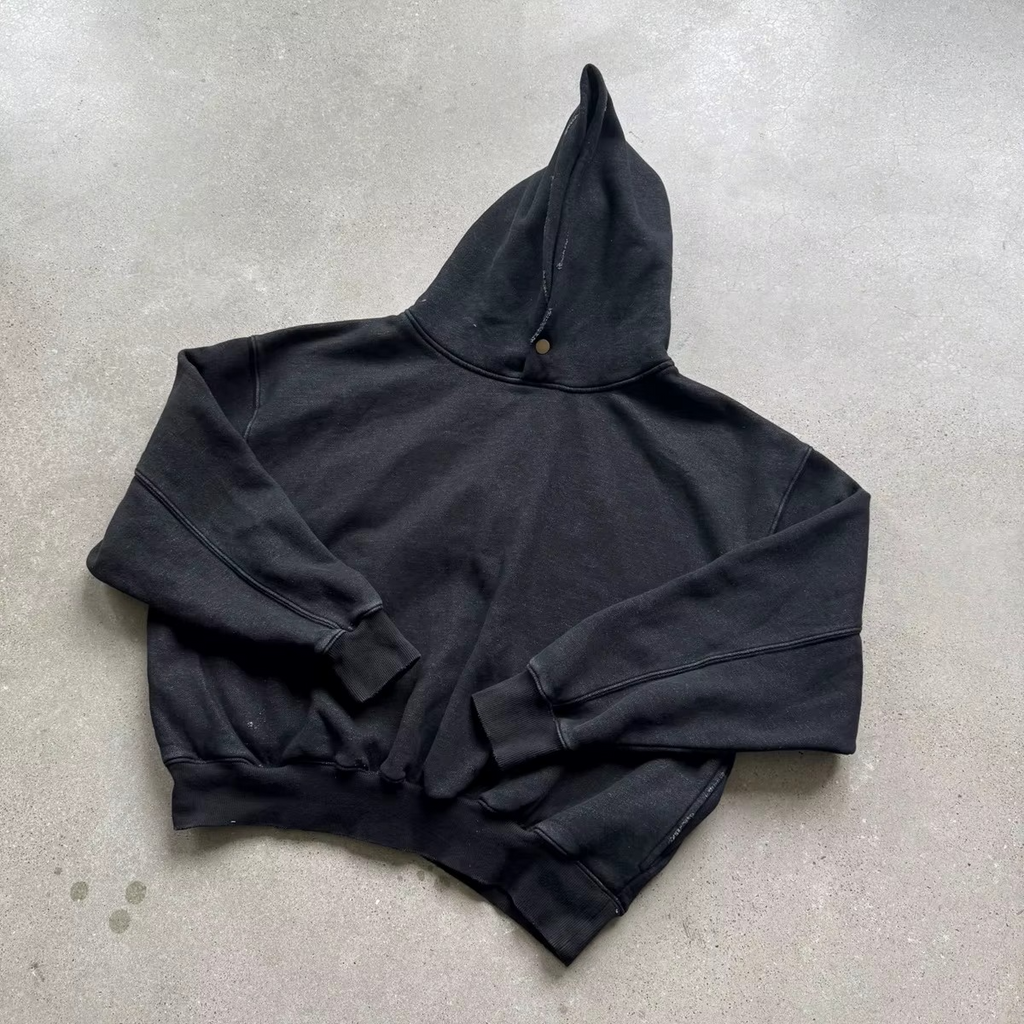 Cropped Acid Wash Fleece Hoodie