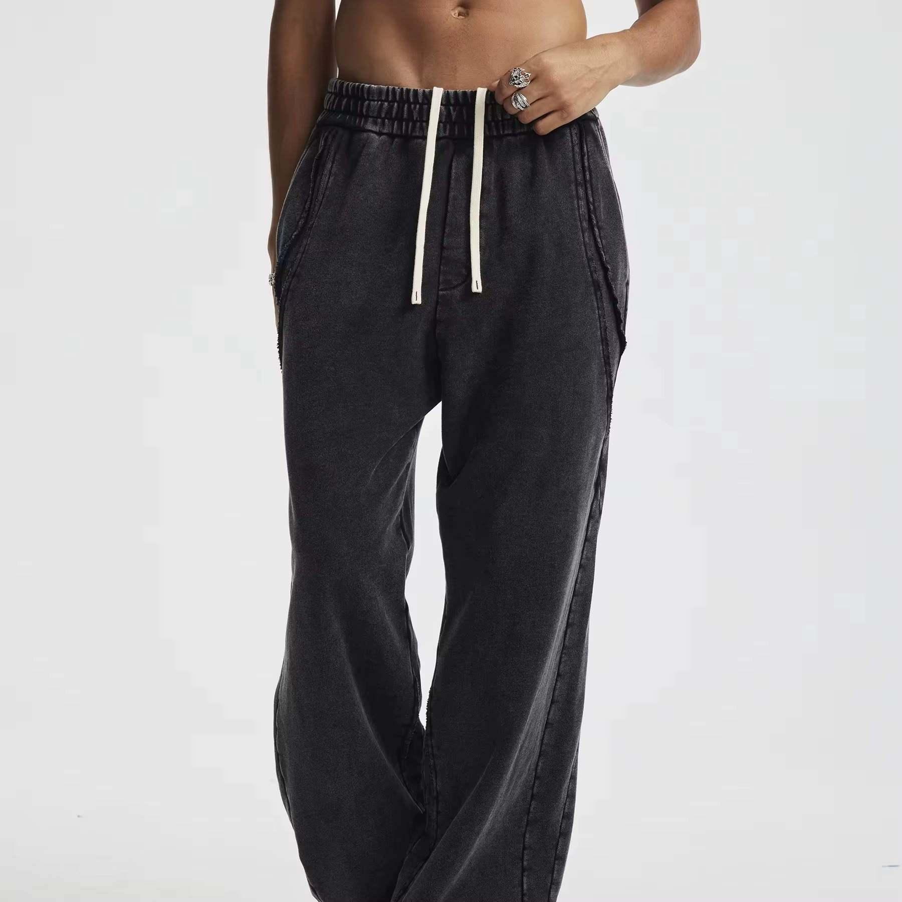 Unisex Baggy Fit Wide Leg Sweatpants –Vintage Streetwear Fleece