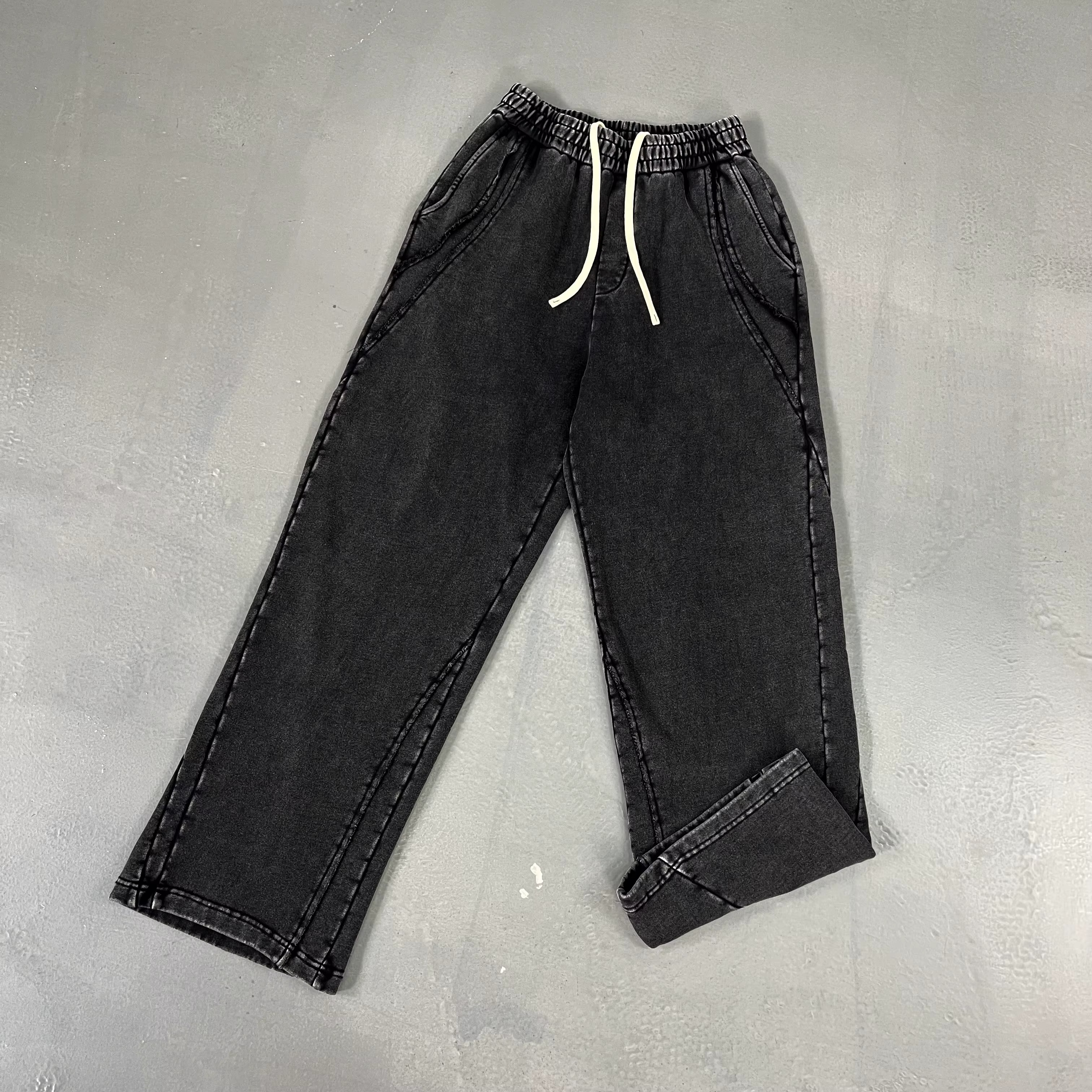 Unisex Baggy Fit Wide Leg Sweatpants –Vintage Streetwear Fleece