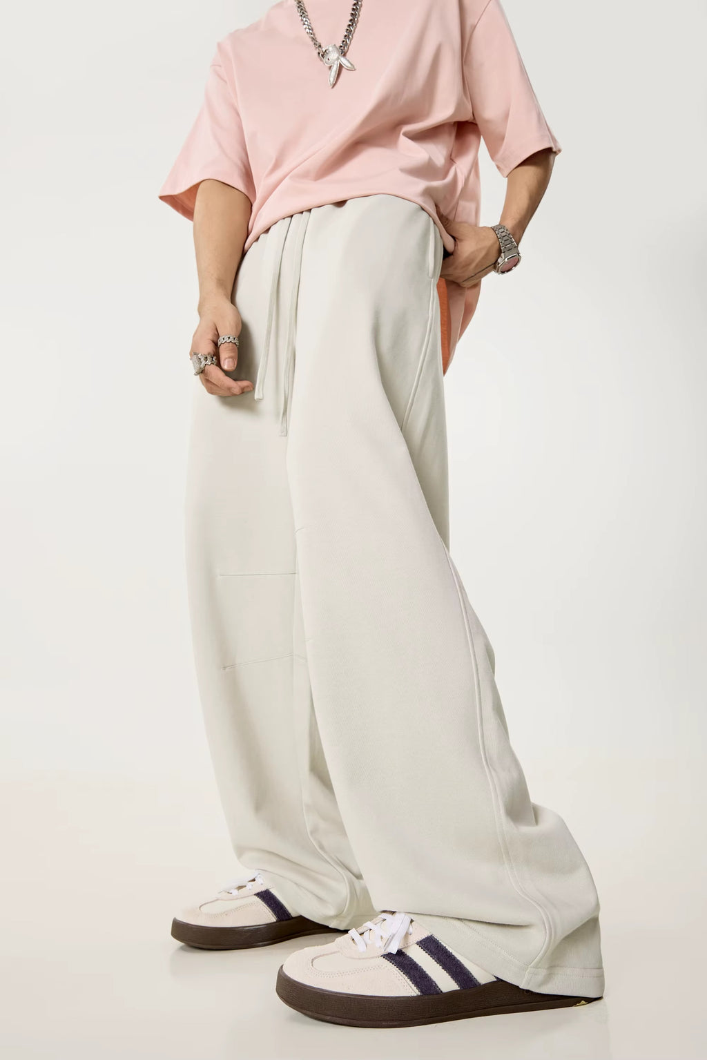 Curved Leg Baggy Sweatpants